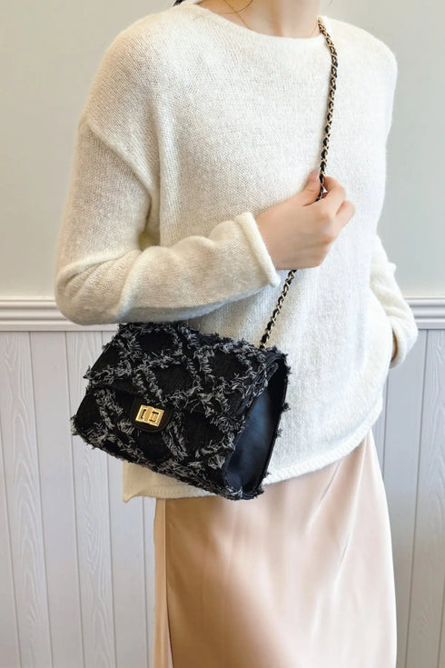 'Kehlani' Textured Denim Crossbody Bag - Celes Fashion